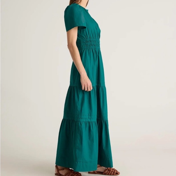 Quince Organic Cotton Tiered Maxi Dress Garden Green Large - Picture 2 of 15